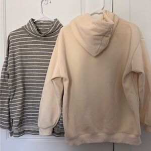 Madewell Gray and Cream Turtleneck Sweater